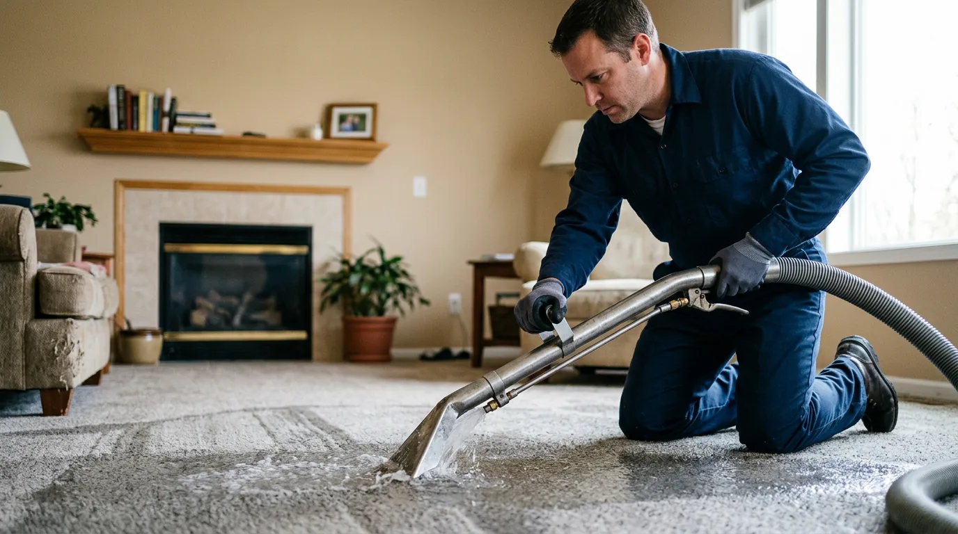 Water damage restoration technician working near Rosemont, WV
